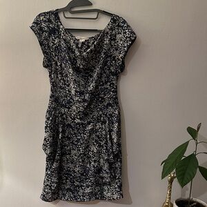BCBG Navy and White Patterned Mini Dress - Preloved